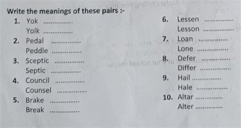 write the meaning of these pairs - Brainly.in