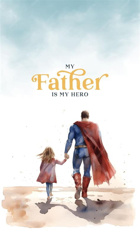 Premium PSD | My father my hero Cute watercolor illustration for father ...