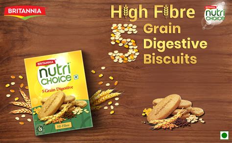 Britannia NutriChoice 5 Grain Digestive Multigrain Biscuits, 200g Pack ...