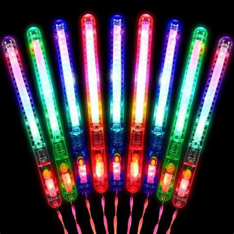 12 Pcs Flashing LED Wand Sticks with Lanyards Light up Wands Glowing ...