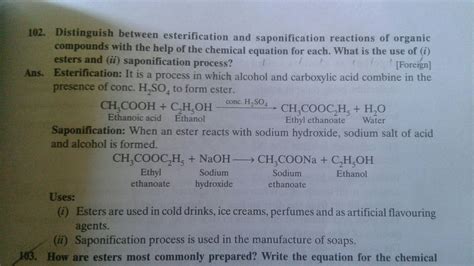 Distinguish between esterification and saponification reaction of ...
