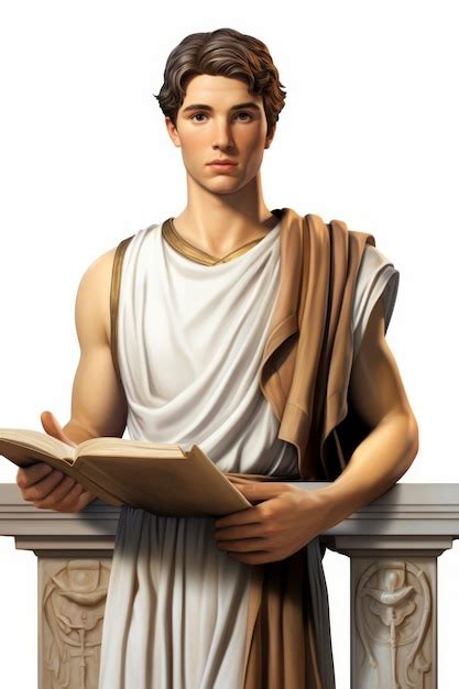 Portrait of a young man in ancient greek clothing | Premium AI ...