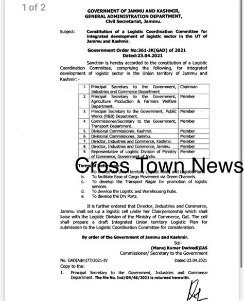 Constitution of Committee for integrated development of Logistic sector ...