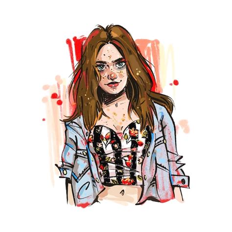 Beautiful young girl wearing denim jacket | Premium Vector