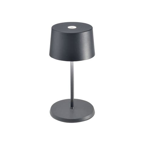 Zafferano Olivia mini 3K rechargeable table lamp grey | Lights.co.uk