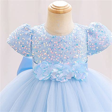 Shop Online Girls Blue Sequin Embellished Party Dress at ₹1800