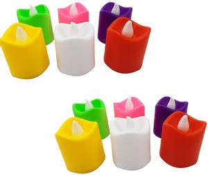 De-Ultimate (Set Of 12 Pcs) Round Shape Smokeless Flameless MultiColor ...