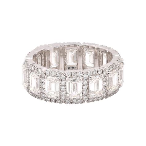 Emerald Cut Diamond Platinum Eternity Band Ring at 1stDibs