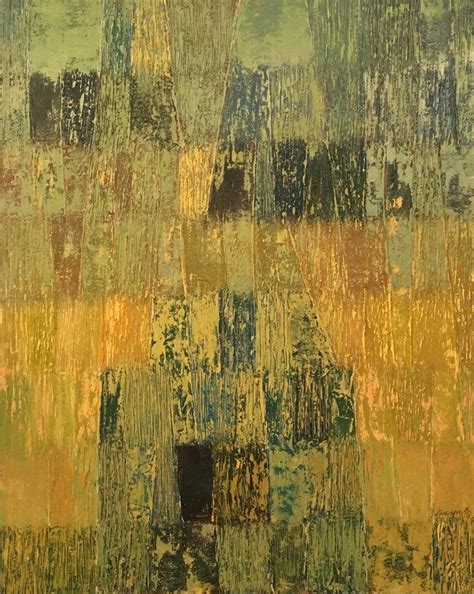 "Innerscapes 38": Yellow Oil Painting by Gayatri Deshpande | ArtZolo.com