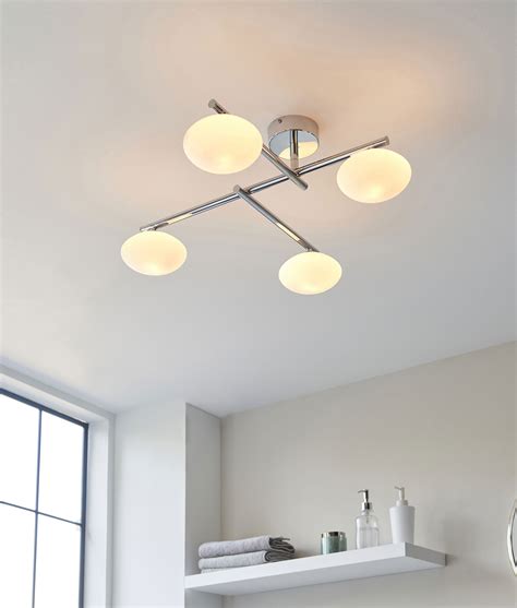 Bathroom Mid-Century Modern 4 Light Bathroom Ceiling Light - Chrome ...