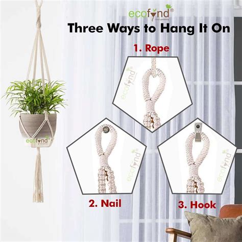 ecofynd Cotton Rope 2 Pot Flower Plant Hanger (M16, Ivory, 59 Inches)