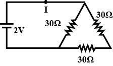 The current I in the circuit shown below is