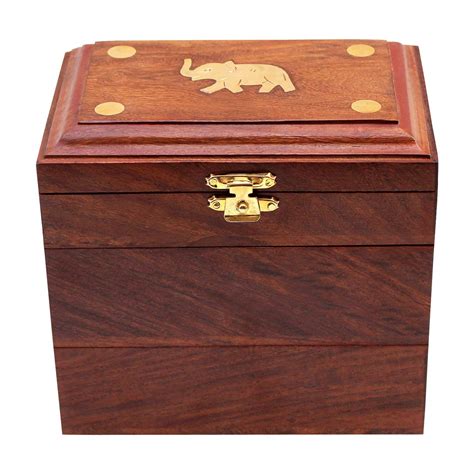 Buy Zara Handicrafts Jewellery Box for Women Wooden Flip Flap Elephant ...