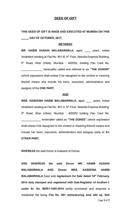 DEED OF GIFT (Nebula Empress Yusuf - under graduate - Studocu