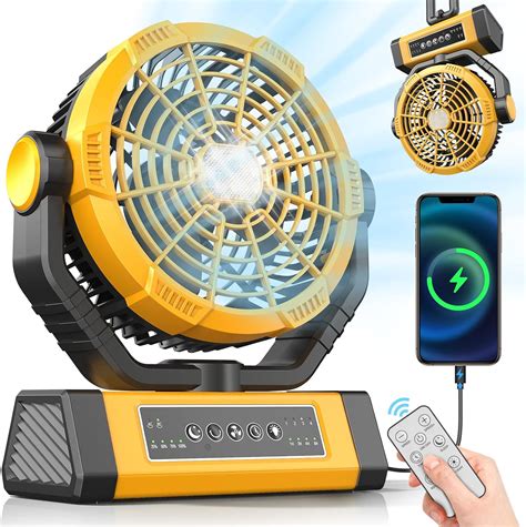 Amazon.com: FRIZCOL 3-in-1 Camping Fan - Portable Fan Rechargeable - 20000mAh 9-Inch Battery ...