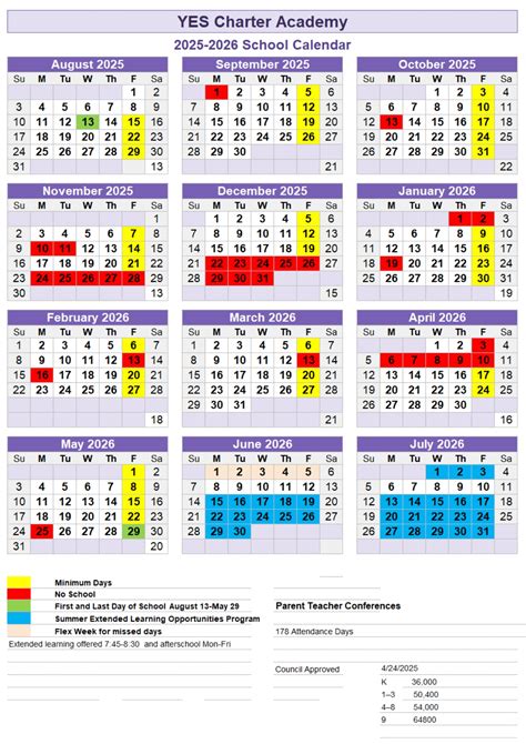 YES Charter Academy CA Calendar 25-26 Revised pdf - EduCounty