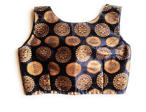 Buy Fressia Fabrics Women's Brocade Readymade White Saree Blouse (Black ...