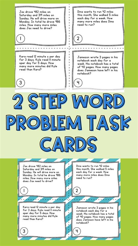 Image result for Printable Multi-Step Word Problem Task Cards