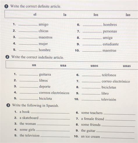 [Solved] Write the correct definite article. el la los las 1. amigo 6 ...
