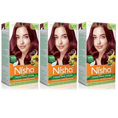 Nisha Creme Hair Color Burgundy, Permanent Hair Colour for Women Men ...