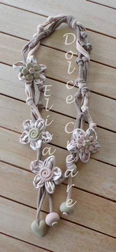 collane con fiori di stoffa collana in fettuccia con fiori di stoffa e quot pietre collane con fiori di stoffa collana in fettuccia con fiori di stoffa e quot pietre