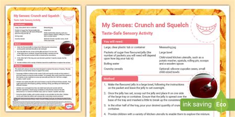 My Senses: Crunch and Squelch Taste-Safe Sensory Activity