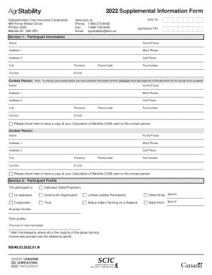 Fillable Online 2022 Supplemental Information Form - Saskatchewan Crop ...