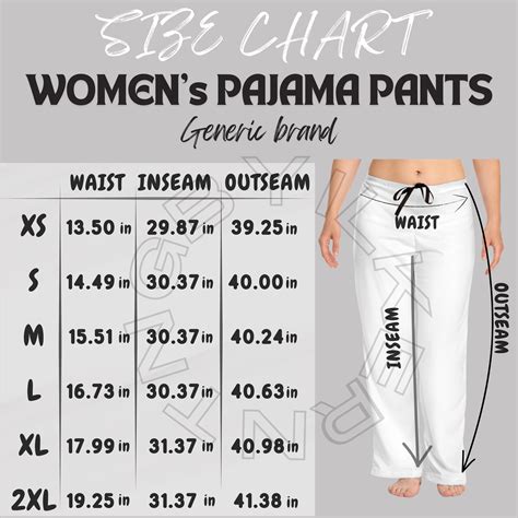 Pajama Pants Size Chart I Women's Pajama Pants(aop) Size Chart I Women ...