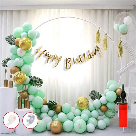 Hemito Birthday Decoration Kit 62 Pieces Green Gold Balloons Combo ...