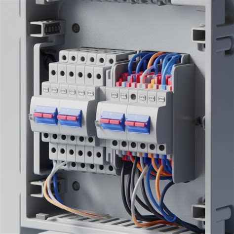 An electrical panel with wires connected to terminal blocks | Premium ...