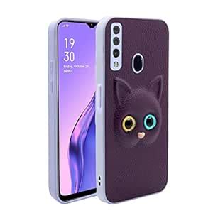 Pikkme Oppo A31 Back Cover for Girls | Cute Cat Leather Finish | Soft ...