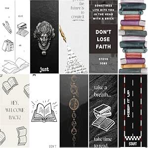 CJ’s Black and White Bookmark Set of 10 (7X2 inches) with Free Sticker ...