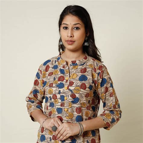Buy Kalamkari Printed Cotton Long Kurta Online at iTokri.com – iTokri ...