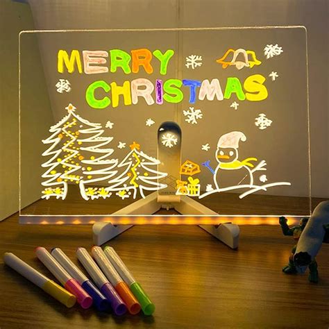 BAREPEPE 3D Acrylic Writing Board with Pen & Light, LED Rewritable ...