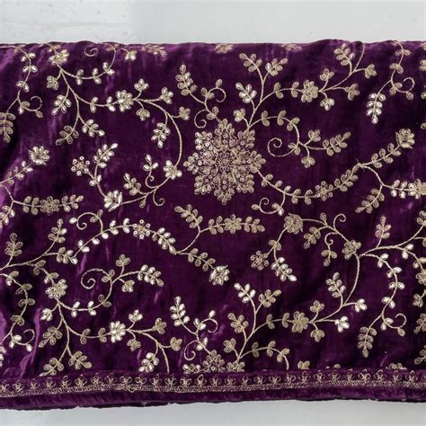 Purple Floral Grace Sequin Zari Embroidered Velvet Dupatta – anokherang
