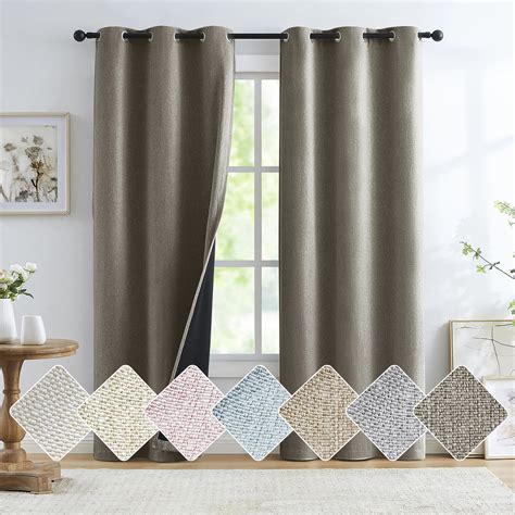 Exultantex Blackout Linen Curtains for Living Room,Grommet Top Energy ...