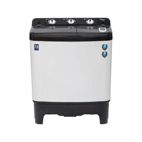 Midea 7 Kg Semi Automatic Top Load Washing Machine, Black White ...
