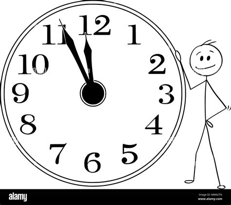 Cartoon of Smiling Man or Businessman Holding Big Wall Clock Five ...