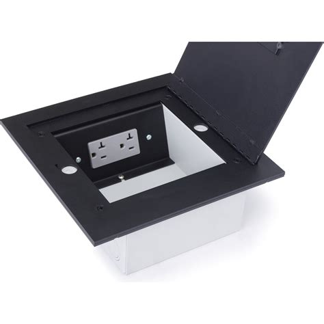 Recessed Floor Box for Concrete or Wood, Hinged Lid, 2 Decora, Black ...