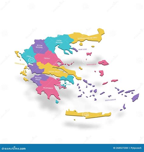 Griekenland - Politieke Kaart Van De Administratieve Afdelingen Vector ...