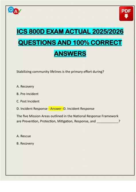 ICS 800D EXAM ACTUAL 2025/2026 QUESTIONS AND 100% CORRECT ANSWERS - ICS 800 - Stuvia US