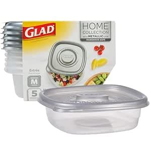 Buy Glad Medium Square Food Storage Containers, Clear, 5 Count Online ...