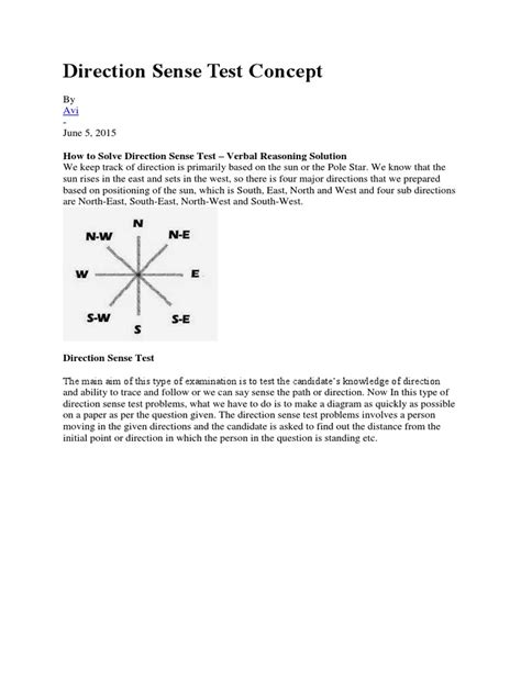 Image result for Sense of Direction Test