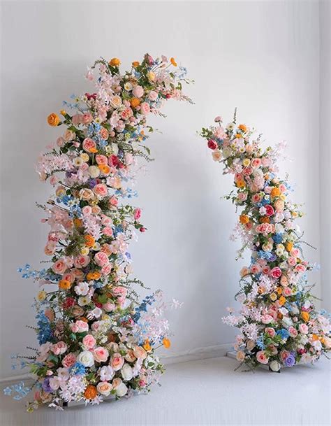 Spring Pastel Colors Wedding Arch Floral Arrangement (blue, Orange ...
