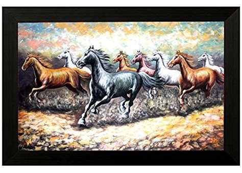 Pintura 'Seven Running Horses' Canvas Framed Wall Art Painting (Vinyl ...
