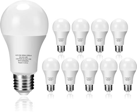 UNITEDLUX A19 14W LED Light Bulbs 100W Equivalent, 1500 Lumens CRI 90 ...
