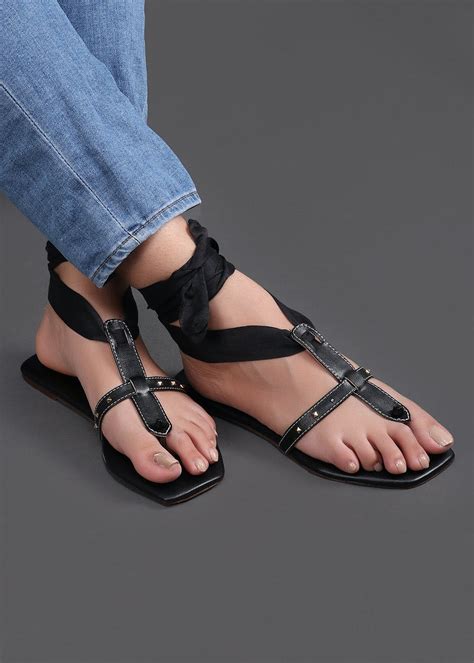 Get Dusky Black Tie Up Heels at ₹ 2399 | LBB Shop