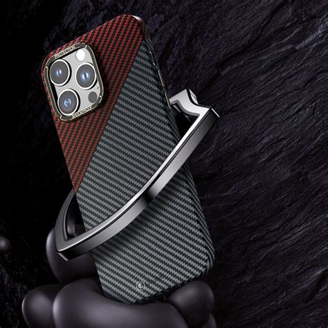 Case and Cover iPhone 12 Pro Black and Red Carbon Fiber Material ...