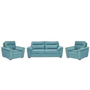 Wakefit 5 Seater Sofa Set | 3+1+1 Seater, Lounger Plus | Aqua Blue ...