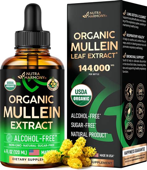Amazon.com: USDA Organic Mullein Drops for Lungs - Mullein Leaf & Licorice Extract Supplement ...
